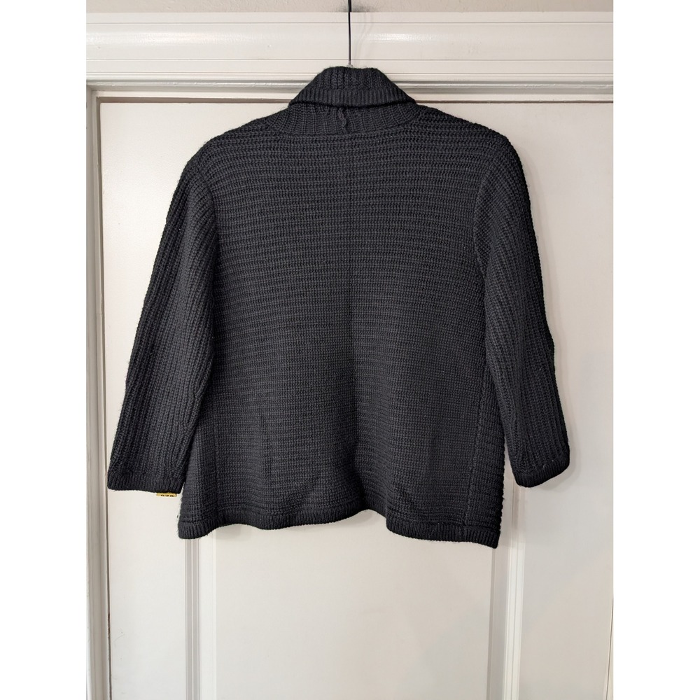 Talbots Petites Cashmere Silk Shawl Collar Cardigan Sweater Knit Small Black - Picture 5 of 5